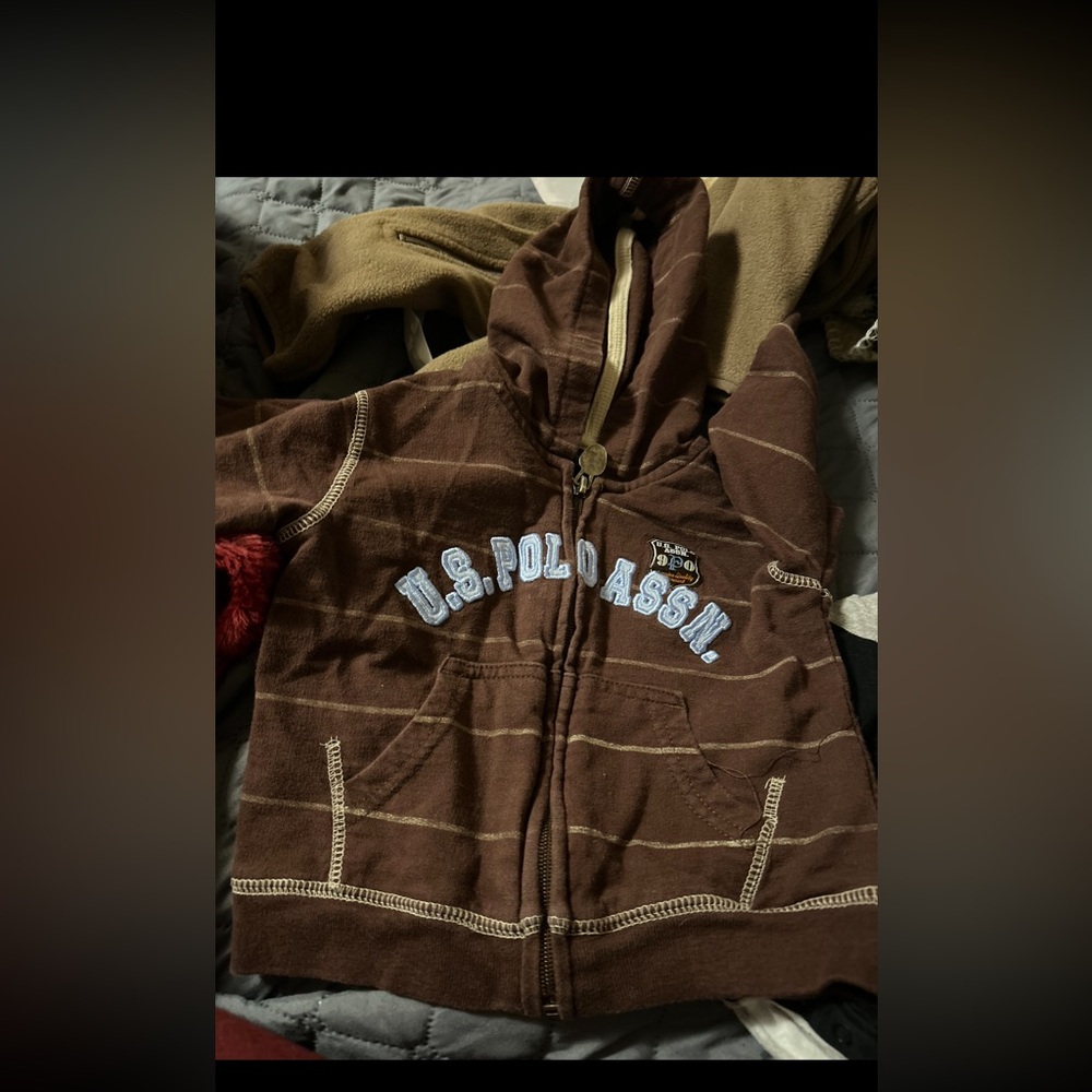 U.S. Polo Assn. Brown Hoodie with White Accents